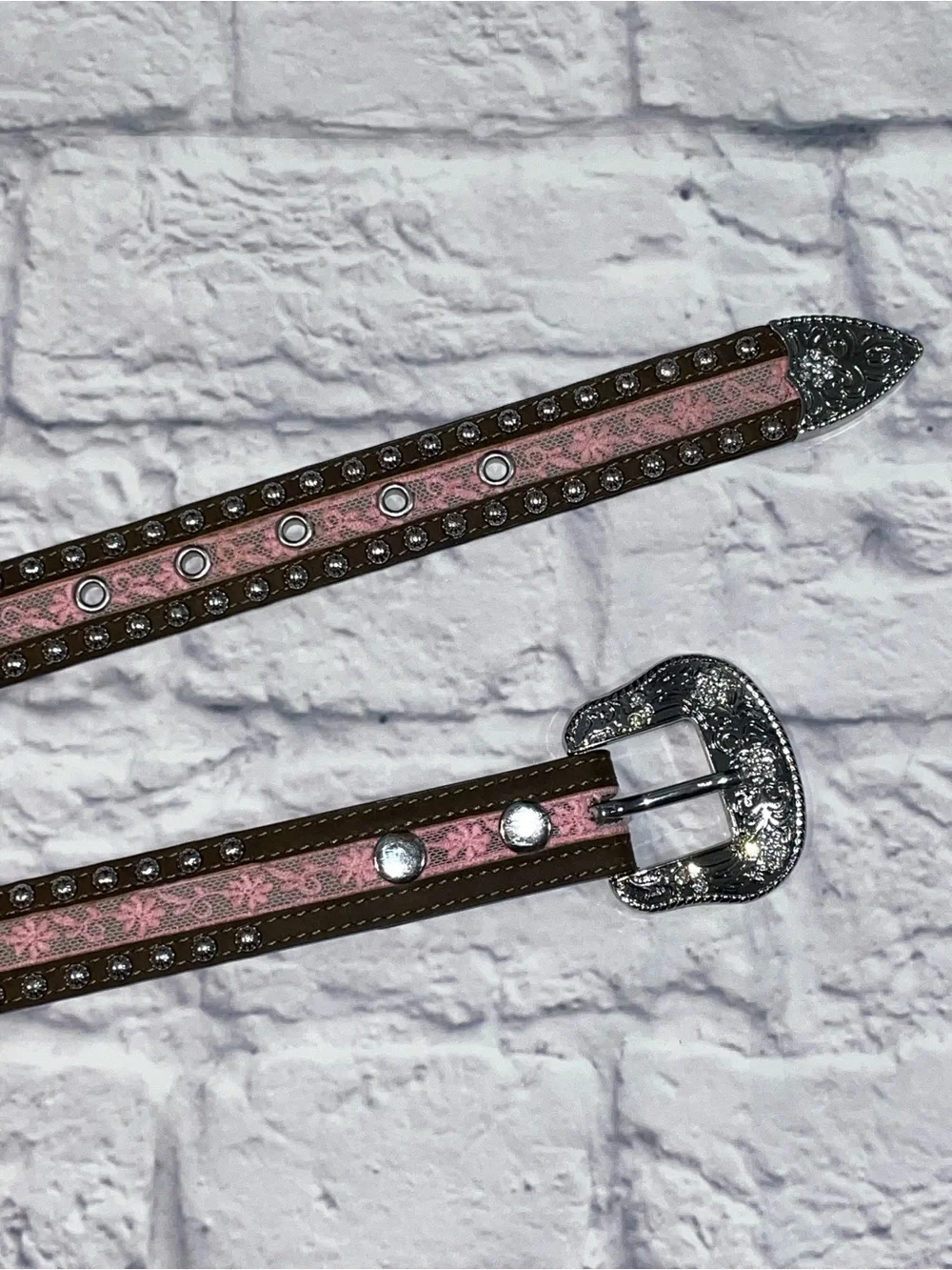 Ariat Girls Western Belt with Pink Lace Size 24